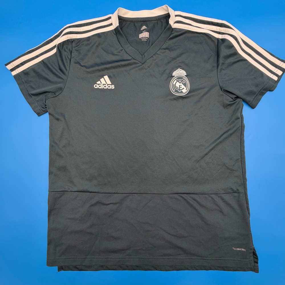 Adidas Real Madrid CF Climacool Training Jersey Mens Medium Charcoal Grey V-Neck